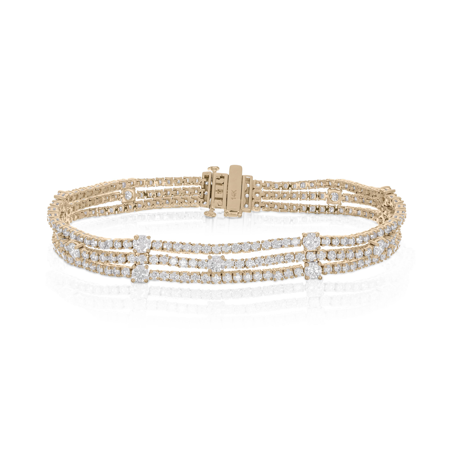 Sabel Collection Yellow Gold 3 Row Tennis Bracelet